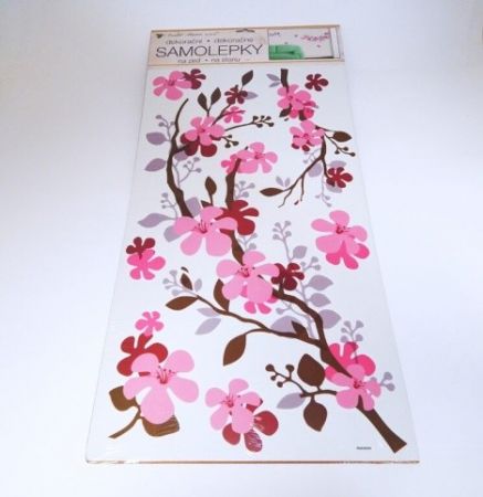 Samolepky na zeď větvička hnědorůžová 60x32 cm /1076
