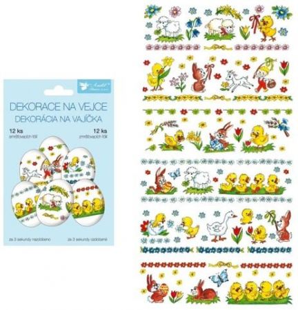 Smršťovací dekorace na vejce 12 ks, tradiční motivy / 837