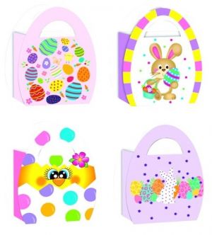 Taška papírová velikonoční se zlatou ražbou M 18 x 23 x 10 cm (12550)