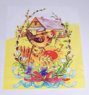 Taška PE 35x42cm XL průhmat Slepice na dvoře