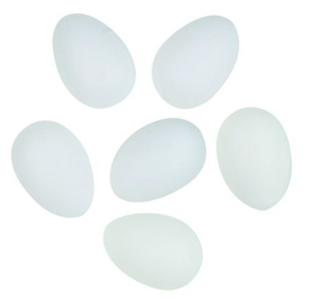 Vejce bílá k dozdobení plastová 8 cm, 6 ks v sáčku / 9941