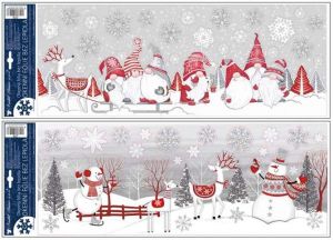 Okenní fólie skřítci a sněhuláci s glitrem 21 x 59,5 cm (273)