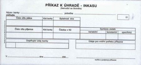 Příkaz k úhradě 1/3A4, propis. /PT090/