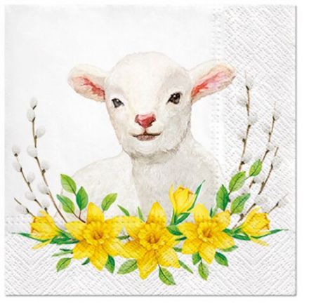 Ubrousky PAW Dekor L (20ks) Lamb with Wreath