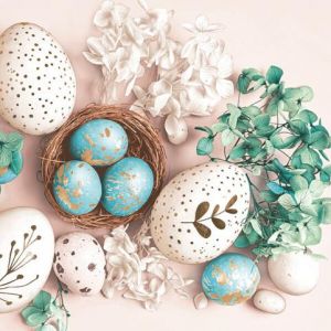 Ubrousky DAISY L (20ks) White and Blue Eggs with Hydrangea