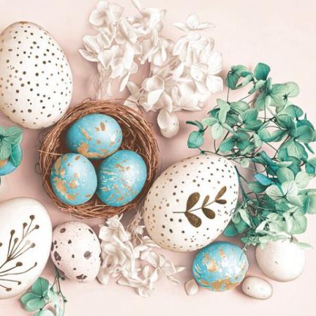 Ubrousky DAISY L (20ks) White and Blue Eggs with Hydrangea