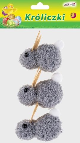 Velikonoční dekorace - králíčci 3,5 cm 3 ks