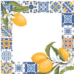 Ubrousky DAISY L (20ks) Frame with Tiles and lemon Branches