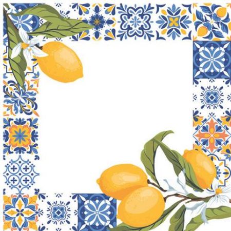 Ubrousky DAISY L (20ks) Frame with Tiles and lemon Branches