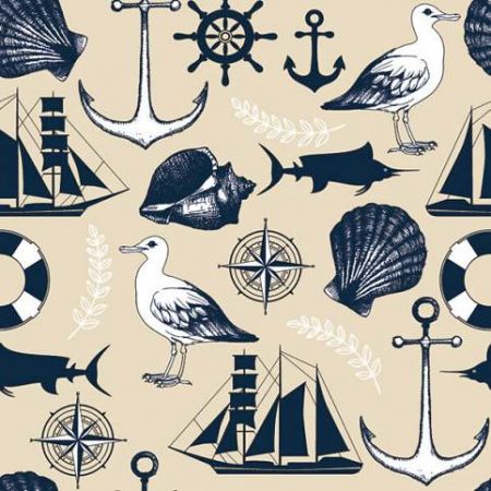 Ubrousky DAISY L (20ks) Marine Theme on Beige