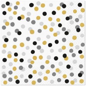 Ubrousky PAW Dekor L (20ks) Confetti Dots gold-black