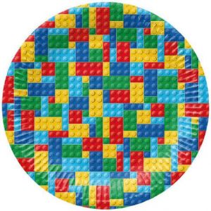 Papírový talíř velký - Colorful Bricks