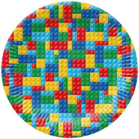 Papírový talíř velký - Colorful Bricks