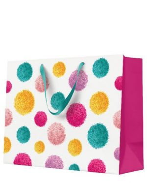 Papírová taška Paw velká podelná Colorful Pompoms