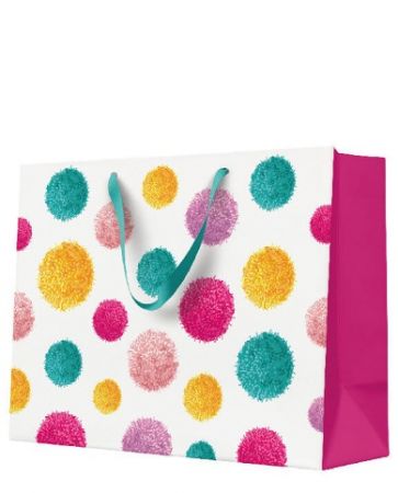 Papírová taška Paw velká podelná Colorful Pompoms