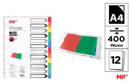 Rozřaďovač A4 PP 12 listů 400 mikronů
