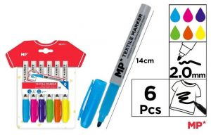 Fixy na textil 6 barev na blistru