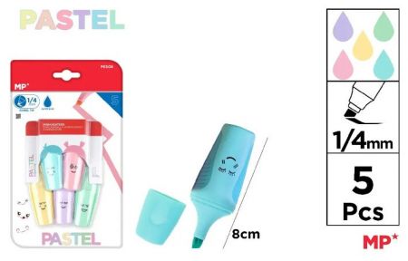 Zvýrazňovač 5 barev na blistru MINI pastel