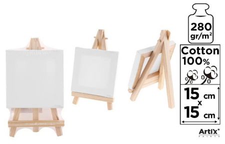 Malířské plátno 15 x 15 cm s malířským stojanem