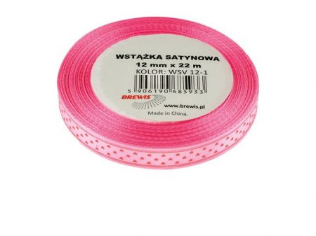 Atlasová stuha s vzorem srdce 12 mm - 1