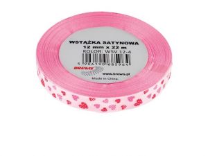 Atlasová stuha s vzorem srdce 12 mm - 4
