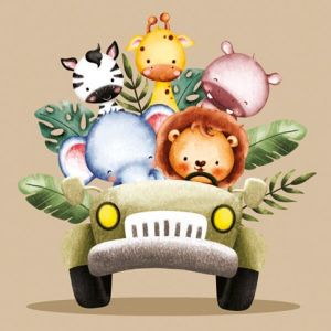Ubrousky DAISY L (20ks) Safari Animals in the Jeep