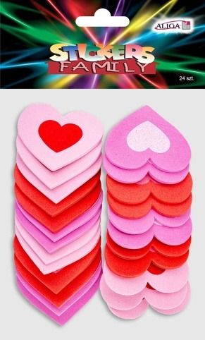 Samolepky srdíčka pěnové 24ks