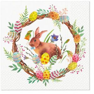 Ubrousky PAW TETE L (20ks) Bunny in wreath