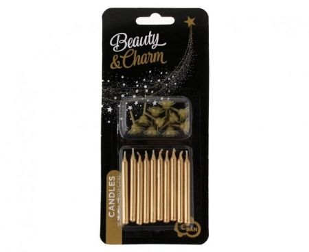 Dortové svíčky 10 ks zlaté