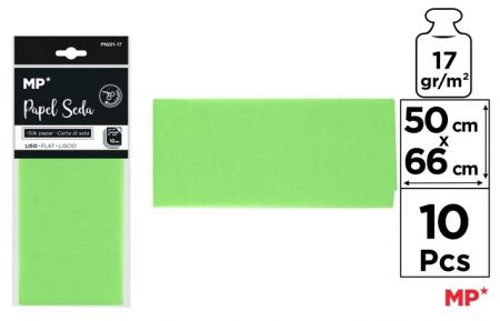 Hedvábný papír světlé zelený 10 ks