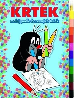 Omalovánky "maluj podle barevných teček" Krtek 2