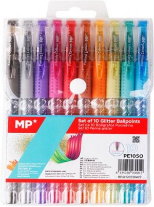 Gelové propisky 10 barev s brokátem