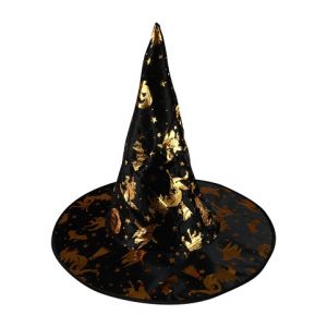 Dětský klobouk zlato-černý čarodějnice/Halloween