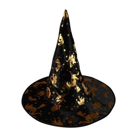Dětský klobouk zlato-černý čarodějnice/Halloween