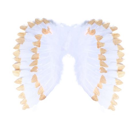 Křídla andělská s peřím, bílo-zlatá