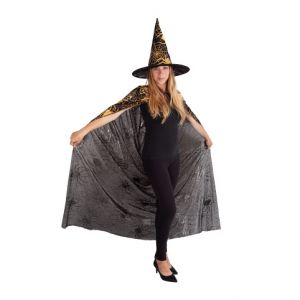 Plášť + klobouk čarodějnický, dospělý (halloweenský-karnevalový-kostým)