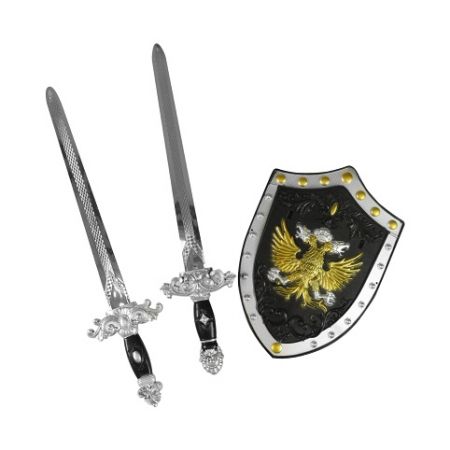 Sada rytířská s meči a štítem