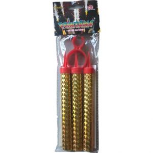 Fontána párty zlatá s držákem na láhev 40 sek 12 cm 3 ks