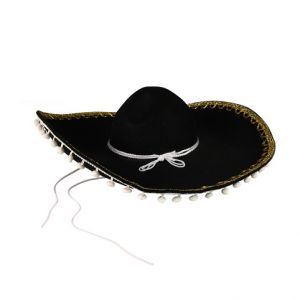 Klobouk mexické sombréro černé pro dospělé