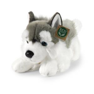 Plyšový pes husky ležící, 30 cm