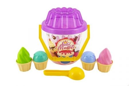 Set na písek s kyblíkem, lopatka a formičkami