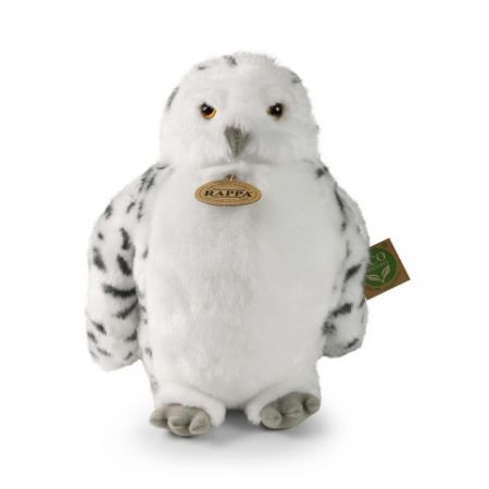 Plyšový pták sova/sovice sněžná s otáčející hlavou 28 cm ECO-FRIENDLY