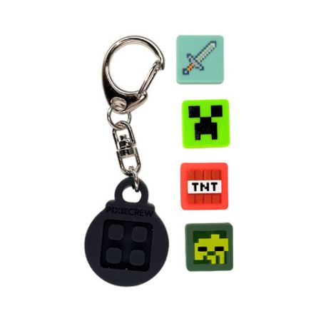 PIXIE CREW & MINECRAFT Klíčenka černá 4 multipixely