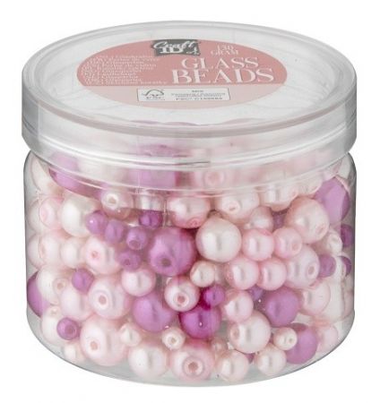 Sada skleněných korálků 4 odstíny růžové 130 gramů