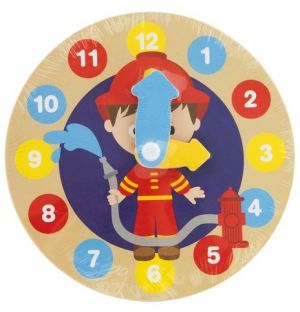 Moje první dřevěné hodiny o průměru 14 cm Hasič