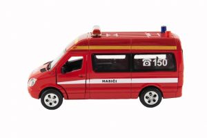 Auto hasiči kovové 15cm na baterie se světlem se zvukem na zpětné natažení