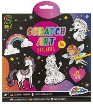 Kreativní set vyškrabávací samolepky 5 kusů + vyškrabávací pero