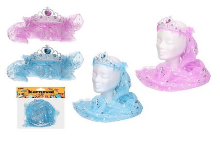 Set karneval - čelenka se závojem modrá