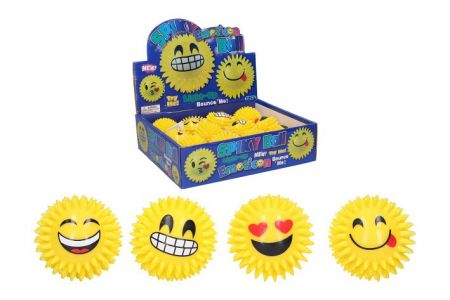 Míček úsměv s bodlimami pískací svítící 7 cm