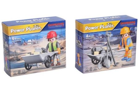 Figurka dělník s kolečkem stavebnice 8,5 cm